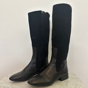 Chloé Dory tall flat riding boots, black, size 39, suede and leather